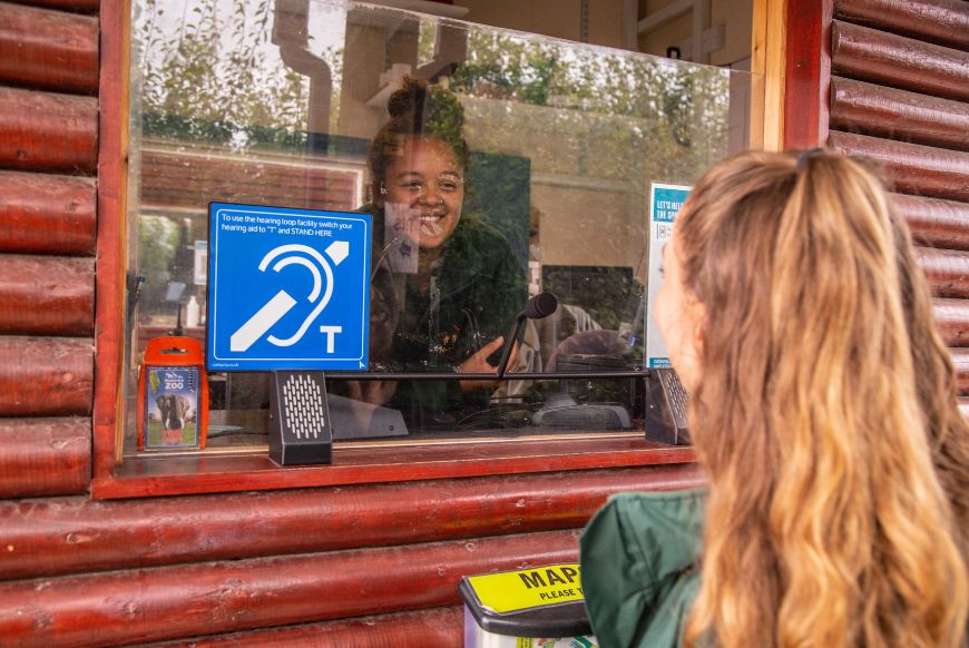 Hearing Loop sign at Noah's Ark Zoo Farm